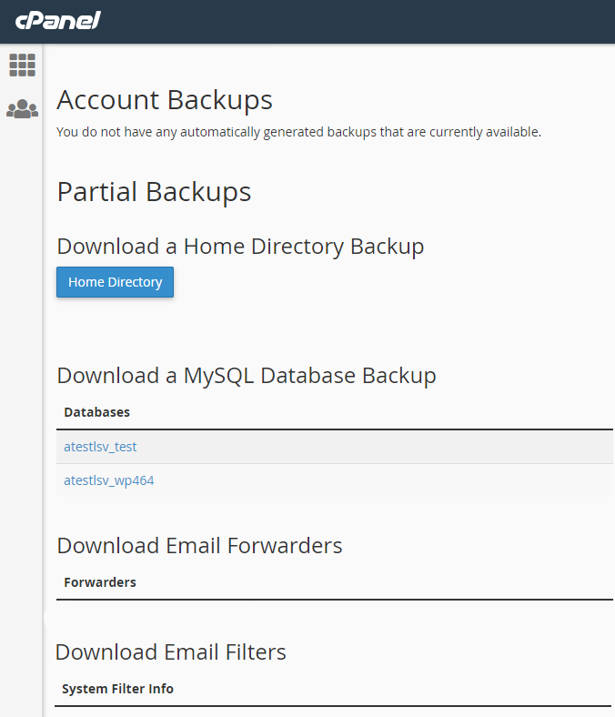 select partial backup option